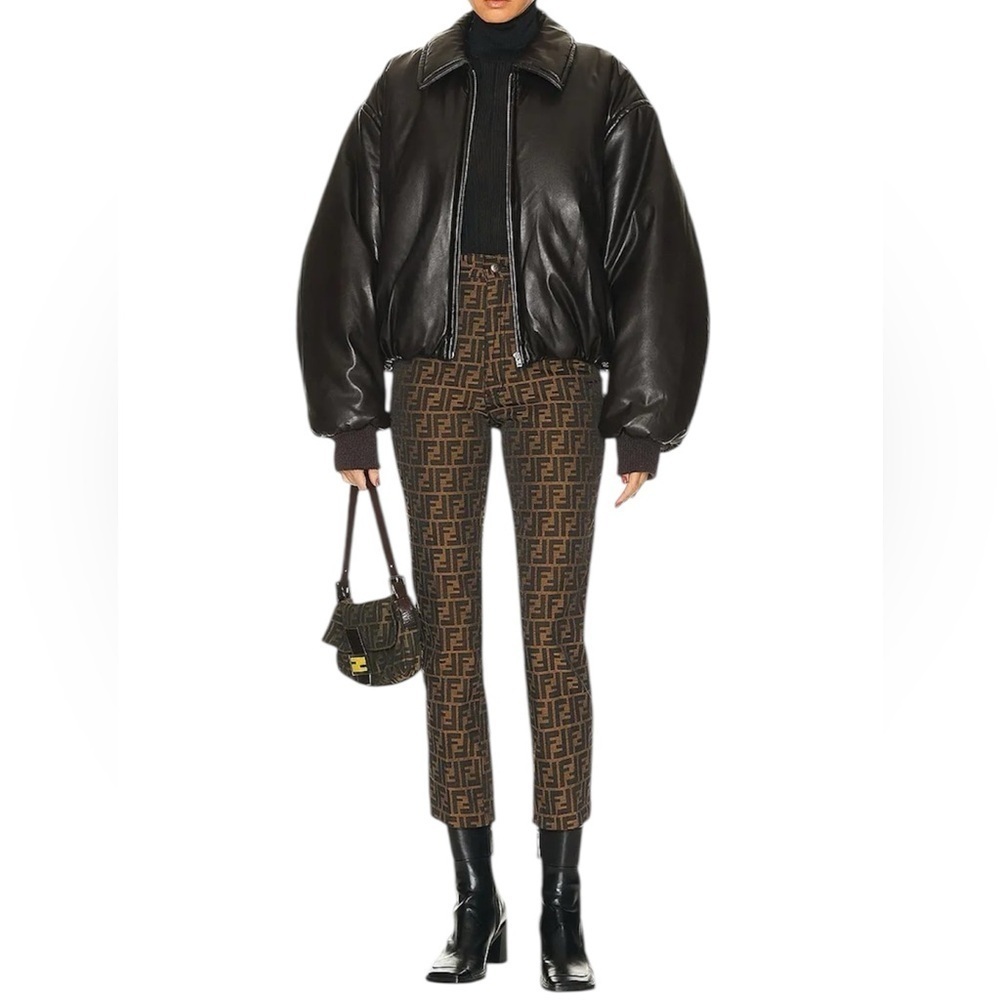 FENDI Vintage FF Zucca Monogram High Rise Straight Leg Pants Size Medium